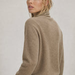 Serene V-Neck Knit Sweater — Camel, studio product shot