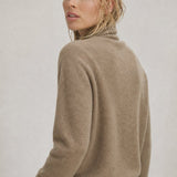Serene V-Neck Knit Sweater — Camel, studio product shot