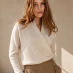Serene V-Neck Knit Sweater — White, studio product shot