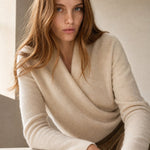Serene V-Neck Knit Sweater — White, studio product shot
