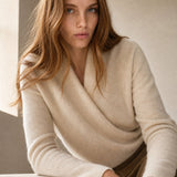 Serene V-Neck Knit Sweater — White, studio product shot