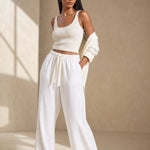 Solara Linen Drawstring Trousers — White, banana_republic product shot