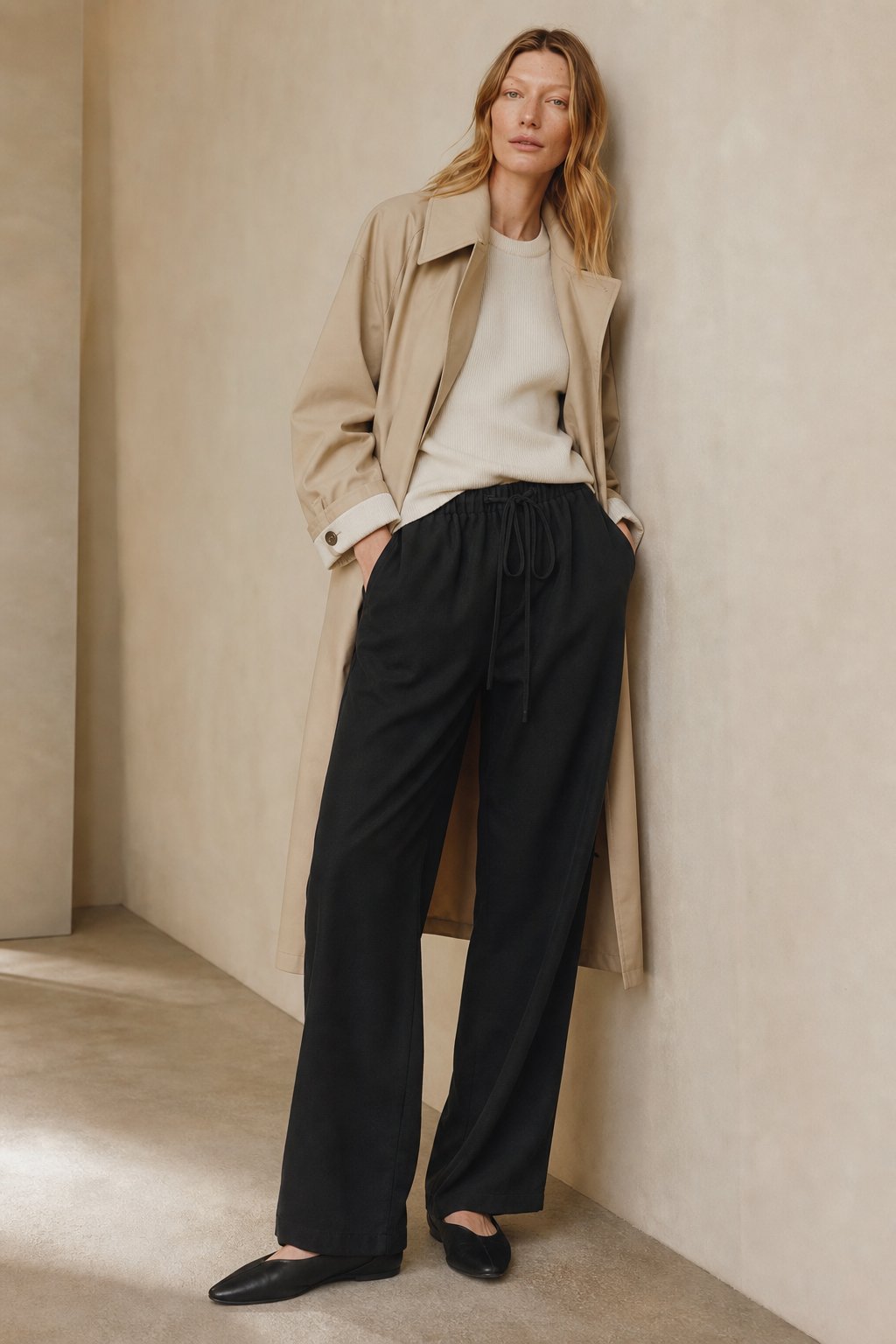 Solara Linen Drawstring Trousers — Black, banana_republic product shot
