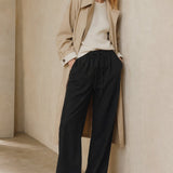 Solara Linen Drawstring Trousers — Black, banana_republic product shot