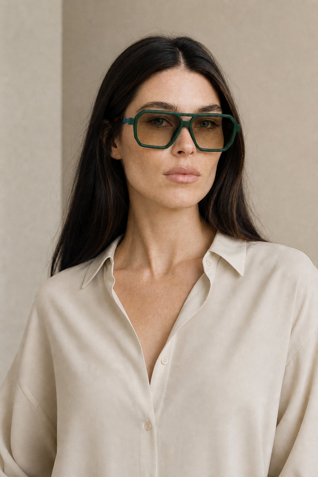 Stark Square Retro Shades — Green Tea, studio product shot