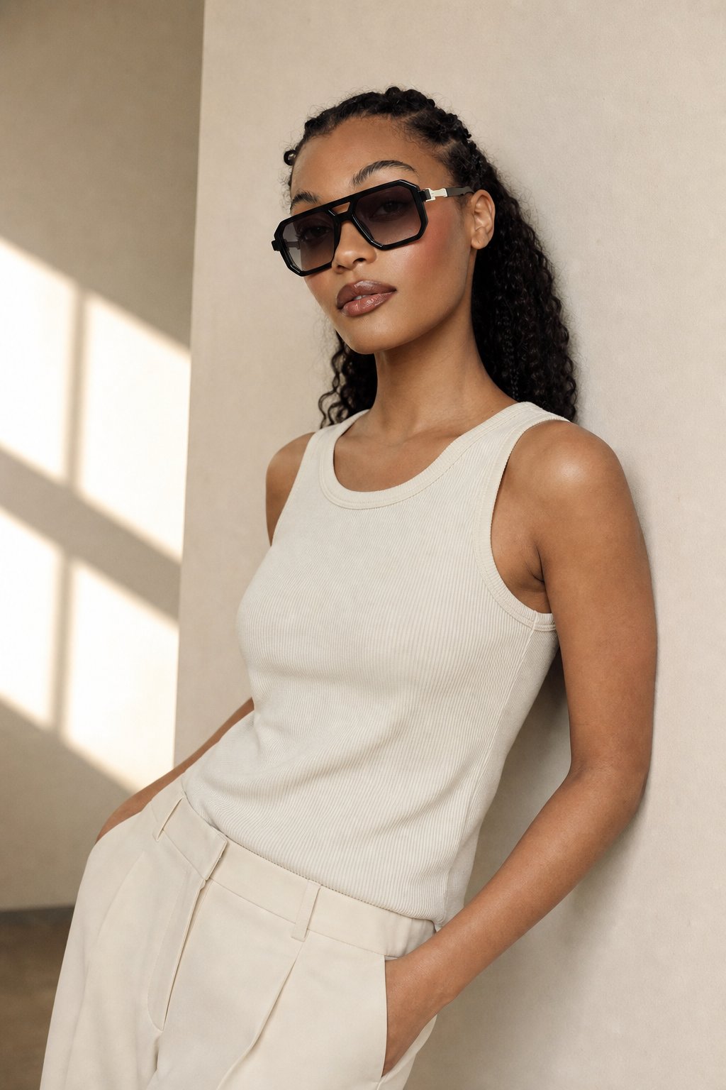 Stark Square Retro Shades — Black Gray, studio product shot
