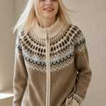 Strathan Cashmere Zip-Up — Camel, studio product shot
