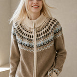 Strathan Cashmere Zip-Up — Camel, studio product shot