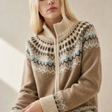 Strathan Cashmere Zip-Up — Camel, studio product shot