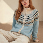Strathan Cashmere Zip-Up — Sky, studio product shot