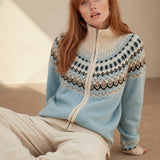 Strathan Cashmere Zip-Up — Sky, studio product shot