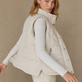 Tatum Quilted Vest — Biege, banana_republic product shot