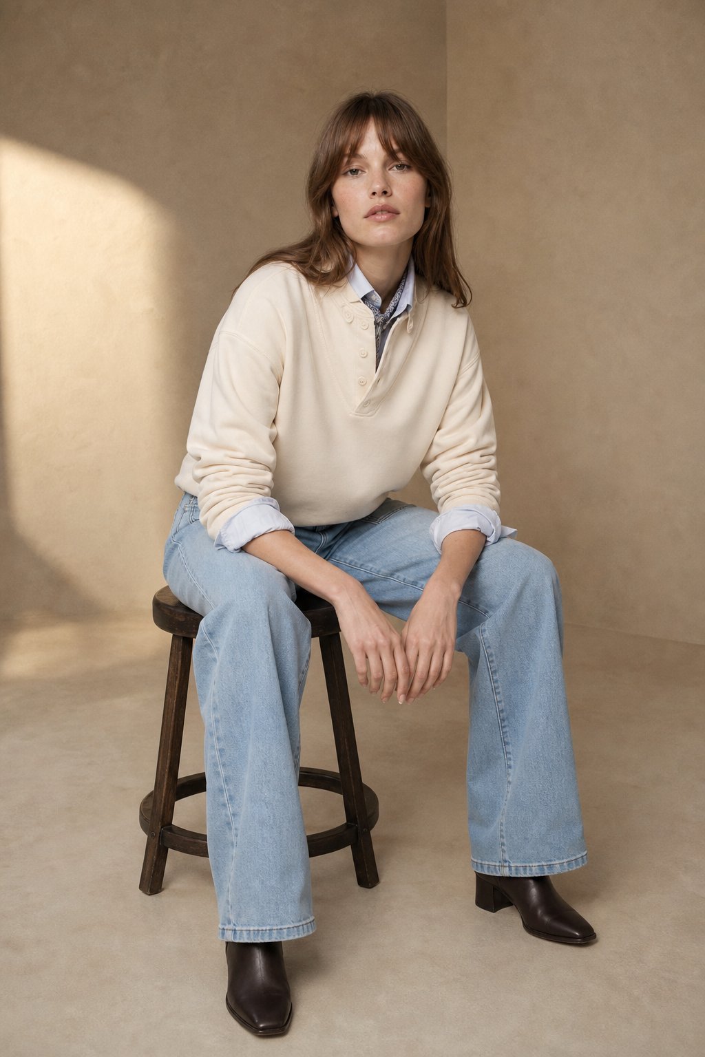 The Camden Structured Barrel Jean Denim — Sky, studio product shot