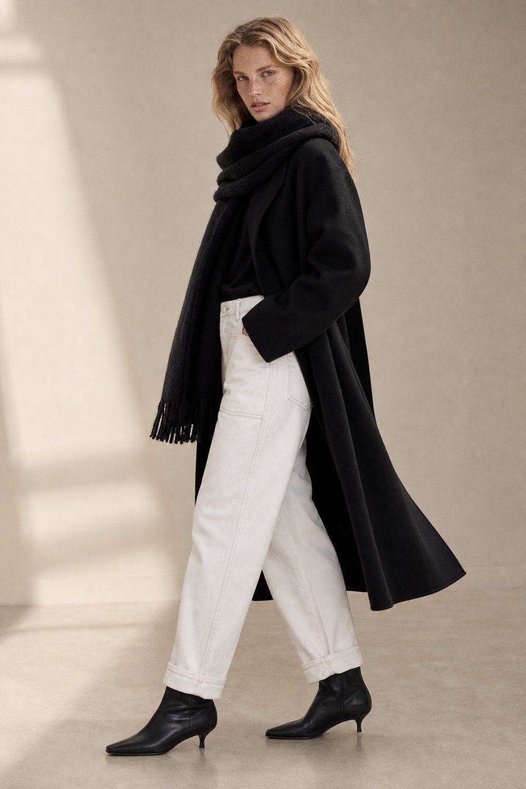 The Camden Structured Barrel Jean Denim — White, studio product shot
