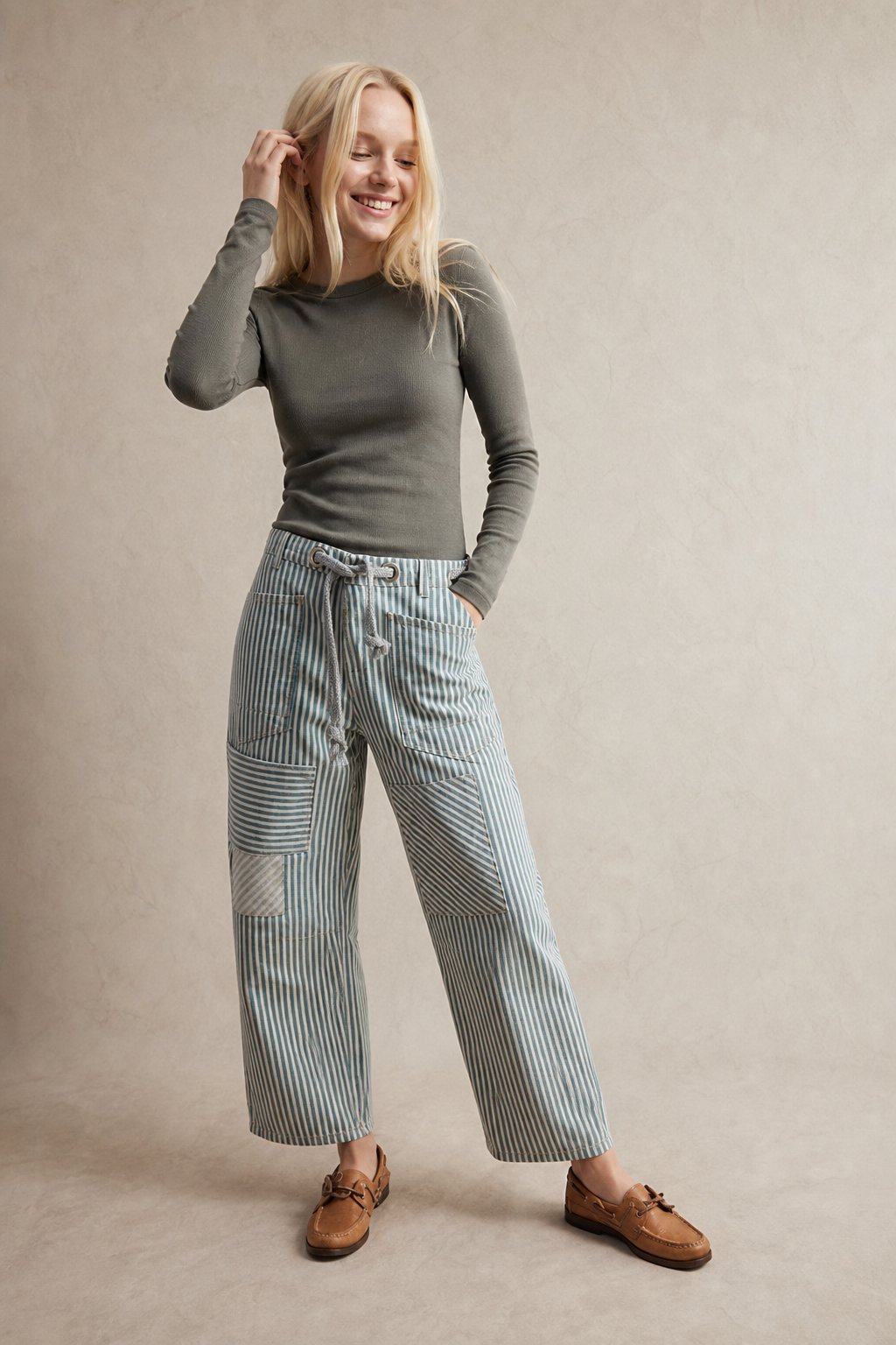The Cove Stripe Pant — Blue, banana_republic product shot