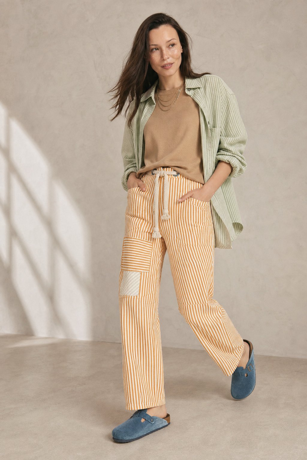 The Cove Stripe Pant — Yellow, banana_republic product shot
