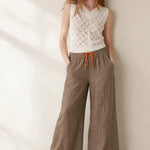 The Drawstring Wide Leg Pant — Khaki, banana_republic product shot