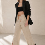 The Drawstring Wide Leg Pant — Beige, banana_republic product shot