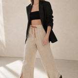 The Drawstring Wide Leg Pant — Beige, banana_republic product shot