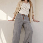 The Drawstring Wide Leg Pant — Gray, banana_republic product shot