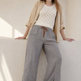 The Drawstring Wide Leg Pant — Gray, banana_republic product shot