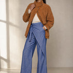 The Everyday Wide-Leg Pant In Cotton — Blue, banana_republic product shot
