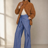 The Everyday Wide-Leg Pant In Cotton — Blue, banana_republic product shot