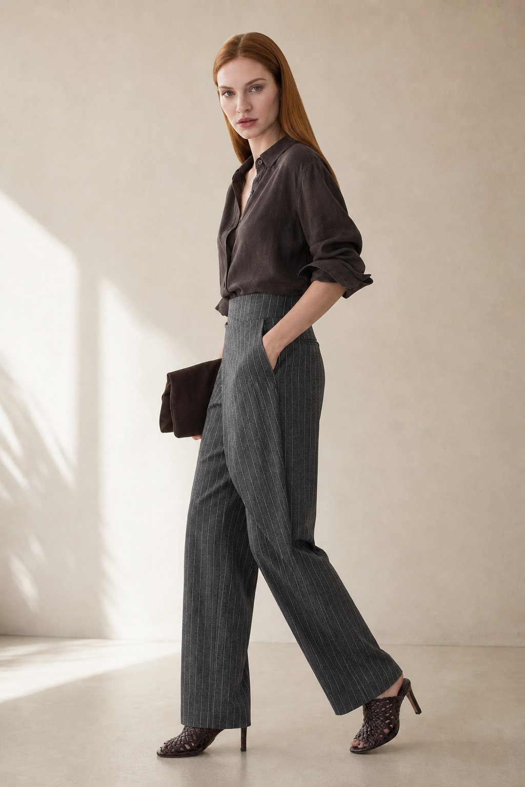 The Everyday Wide-Leg Pant In Cotton — Gray, banana_republic product shot