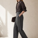 The Everyday Wide-Leg Pant In Cotton — Gray, banana_republic product shot