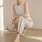 The Green Stripe Linen Wide Leg Pant — Beige, banana_republic product shot