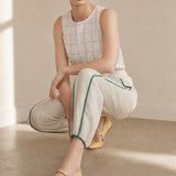 The Green Stripe Linen Wide Leg Pant — Beige, banana_republic product shot