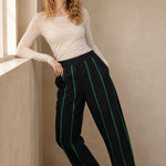 The Green Stripe Linen Wide Leg Pant — Black, banana_republic product shot