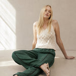 The Green Stripe Linen Wide Leg Pant — Green, banana_republic product shot