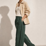 The Green Stripe Linen Wide Leg Pant — Green, banana_republic product shot