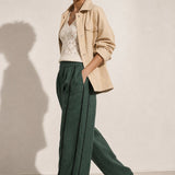 The Green Stripe Linen Wide Leg Pant — Green, banana_republic product shot