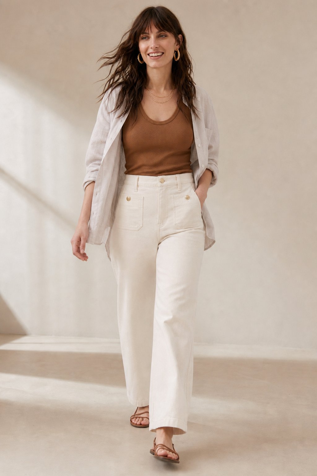 The Icon Classic Wide-Leg Jean — Ivory, banana_republic product shot