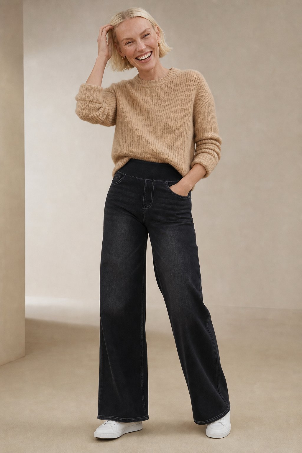 The Pull-On Wide Leg Jean — Dark Gray, banana_republic product shot