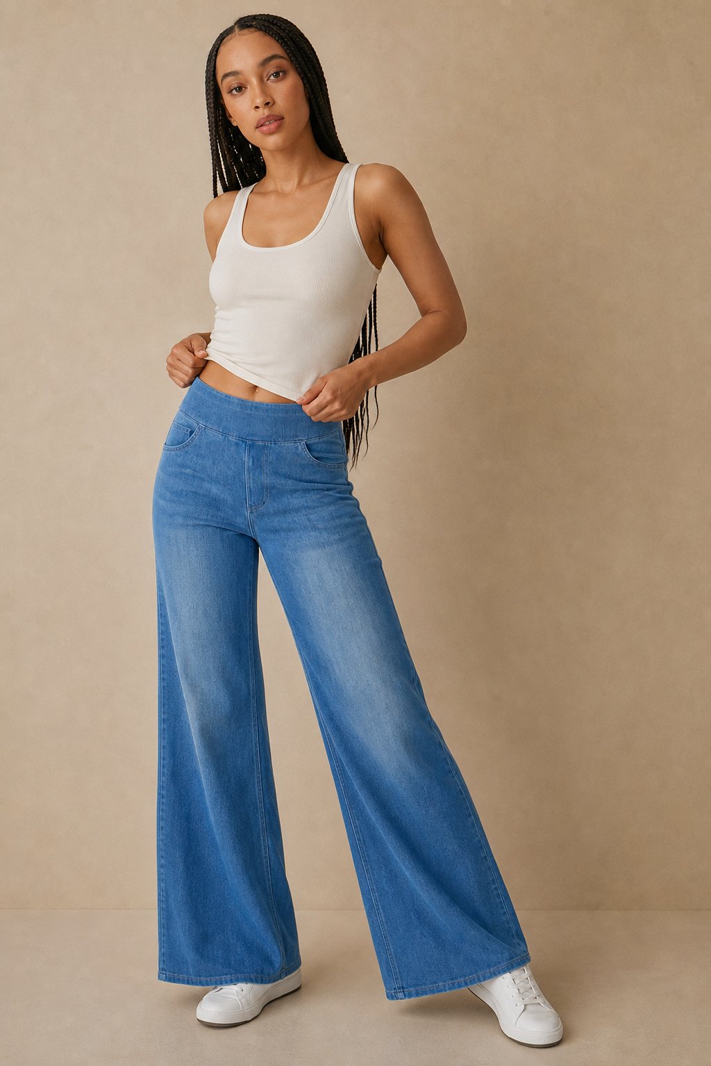 The Pull-On Wide Leg Jean — Sky, banana_republic product shot
