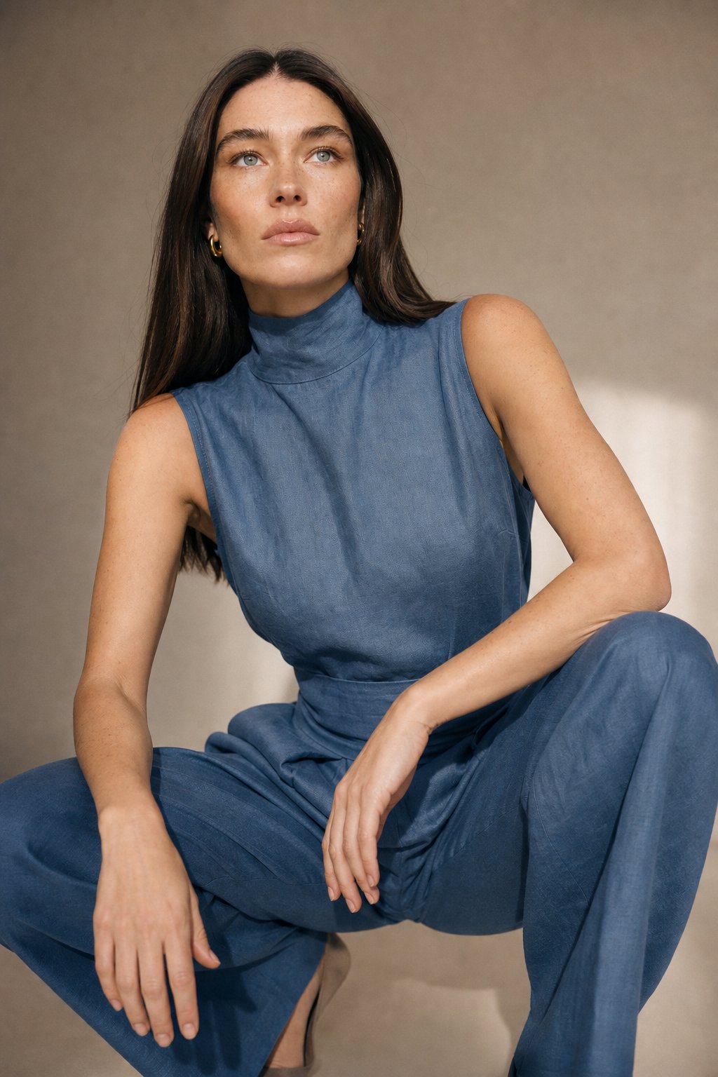 The Sandstone Linen Easy Set — Blue, banana_republic product shot