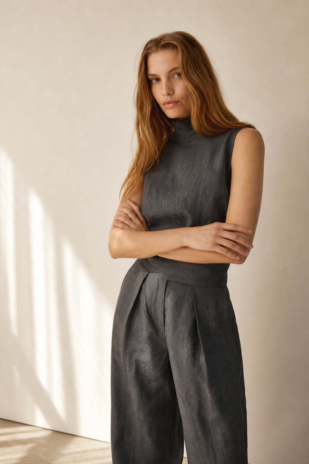 The Sandstone Linen Easy Set — Gray, banana_republic product shot