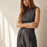 The Sandstone Linen Easy Set — Gray, banana_republic product shot