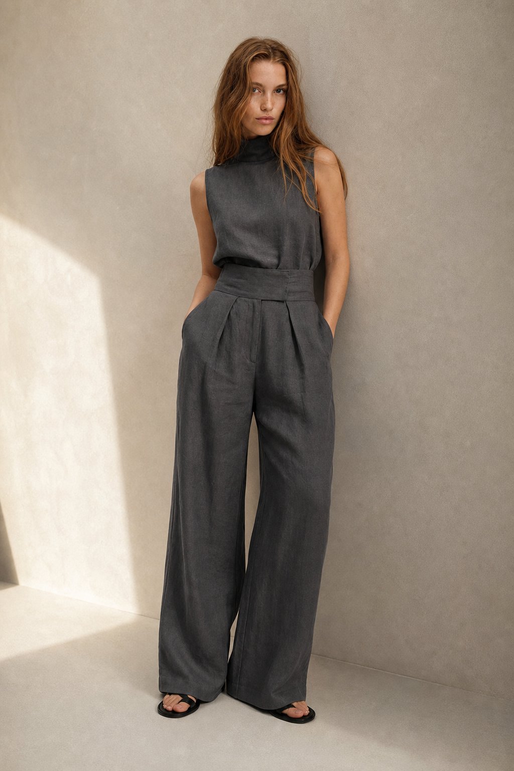 The Sandstone Linen Easy Set — Gray, banana_republic product shot