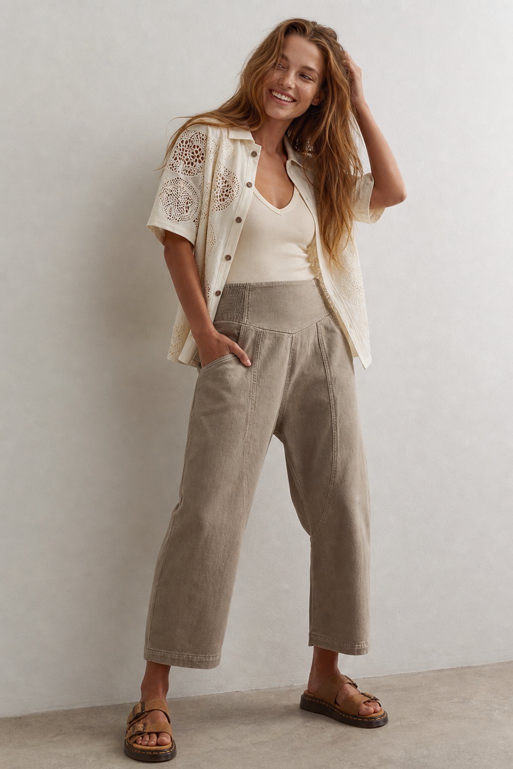 The Weekender Wide Leg Pant, studio product shot
