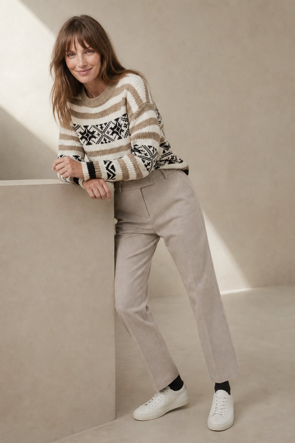 Torino Classic Wool Women's Trousers — Ivory, banana_republic product shot