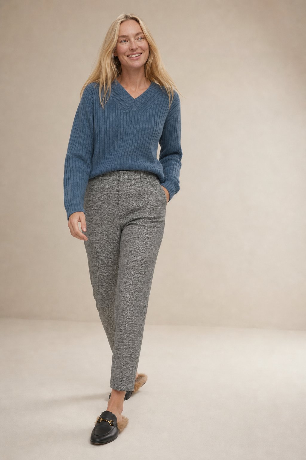 Torino Classic Wool Women's Trousers — Gray, banana_republic product shot