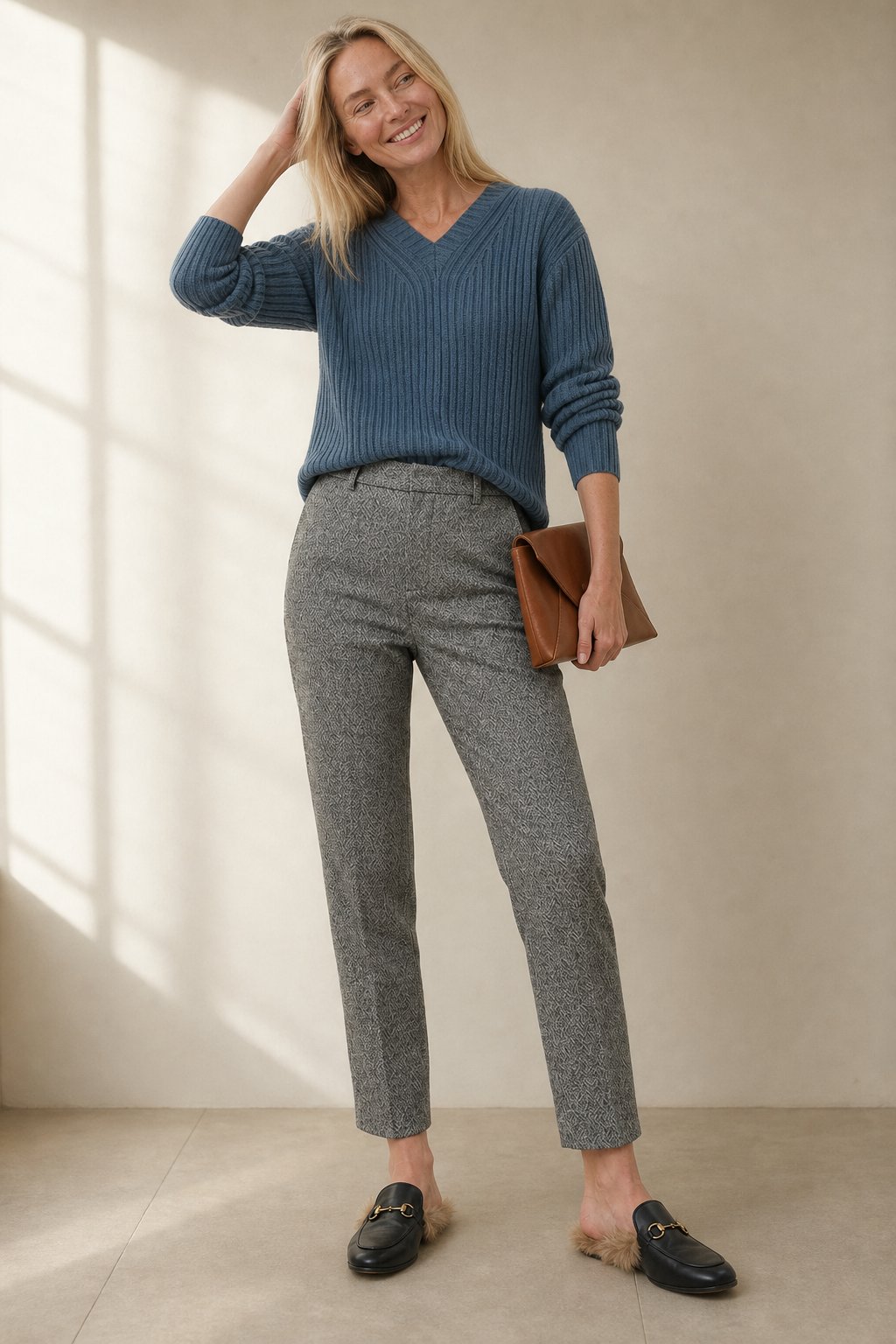 Torino Classic Wool Women's Trousers — Gray, banana_republic product shot