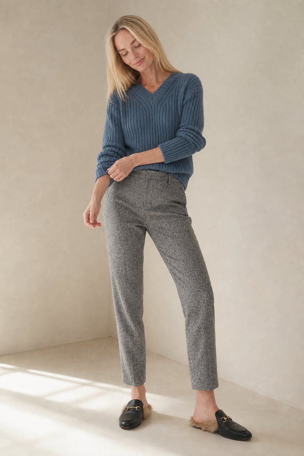 Torino Classic Wool Women's Trousers — Gray, banana_republic product shot
