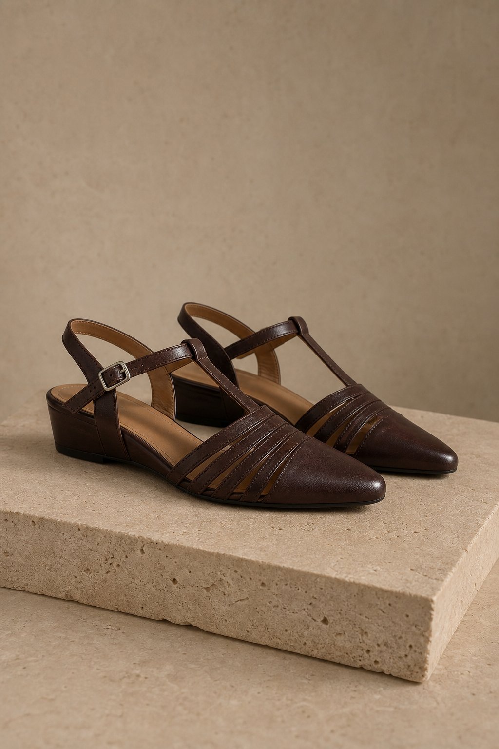 Tusancy Italian Leather Traveler Low Heel — Coffee, studio product shot