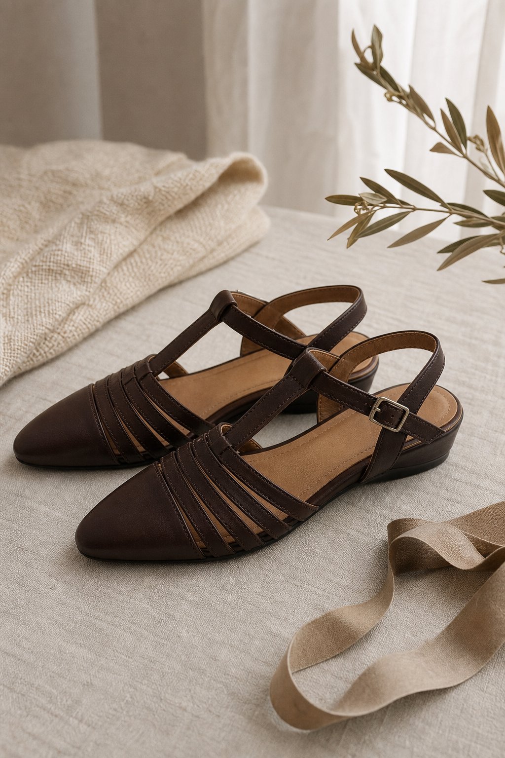 Tusancy Italian Leather Traveler Low Heel — Coffee, studio product shot