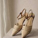 Tusancy Italian Leather Traveler Low Heel — Beige, studio product shot